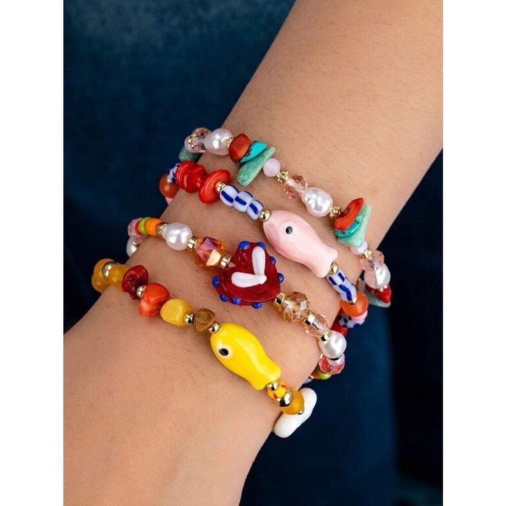 Colorful Glass Bead Charm Bracelets A1671